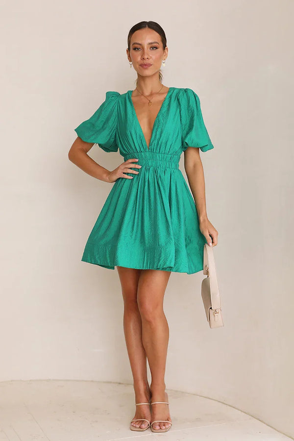Erin Mini Elbise Zümrüt