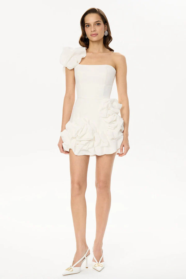 Romantik Lale Bel Askısız Mini Elbise