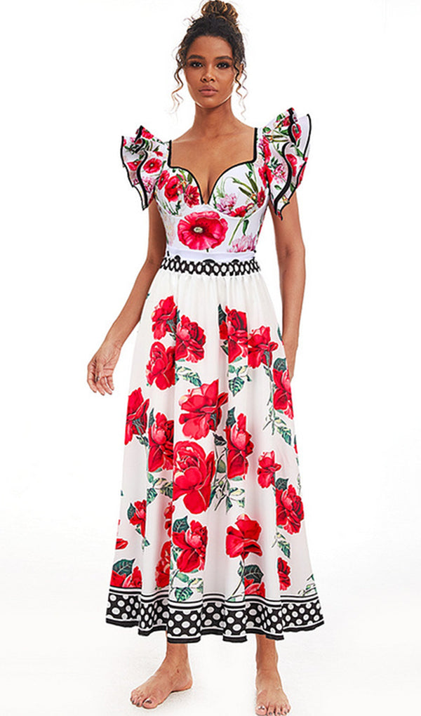 Tek Parça Çiçekli Mayo-Pareo Takımı