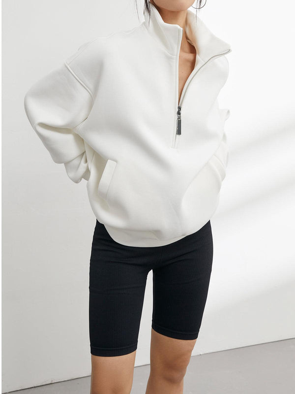 Yarım Fermuarlı Oversize Sweatshirt