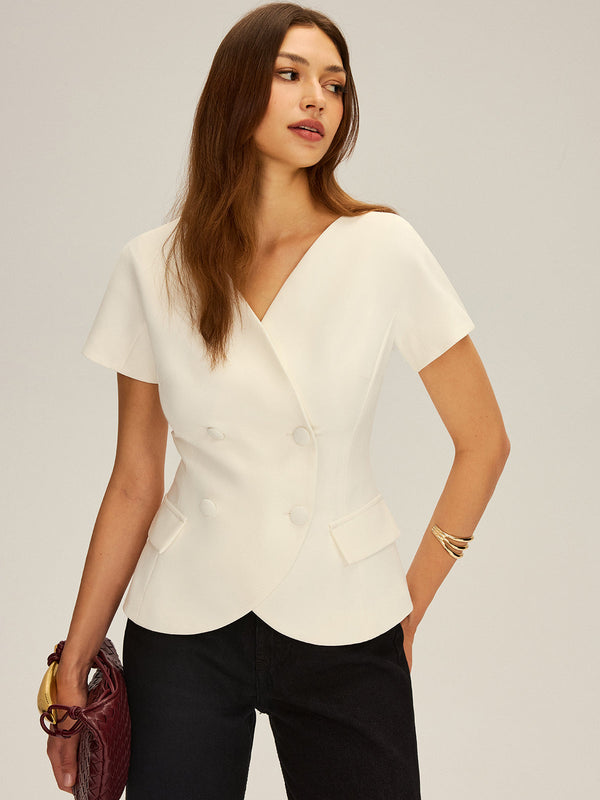 Çift Sıralı Kısa Kollu Blazer