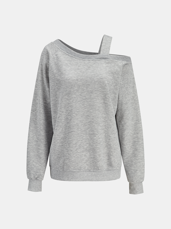 Gri Tek Omuz Sweatshirt
