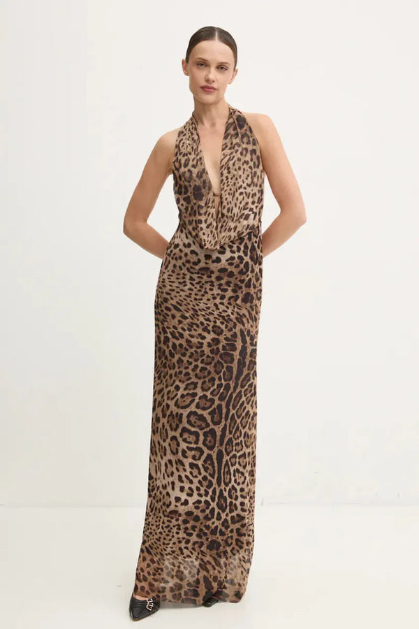 Zina Leopar Desenli Elbise