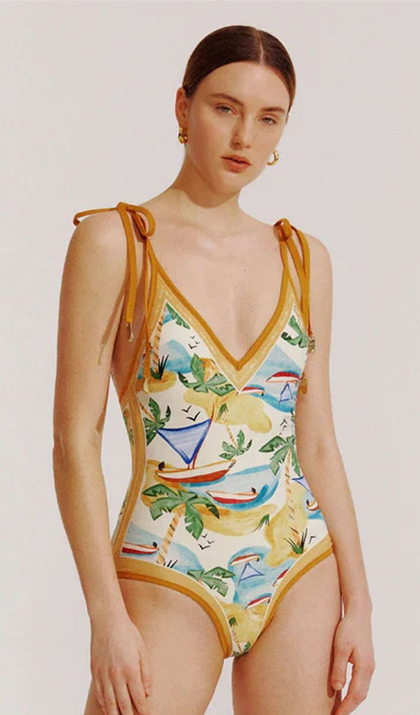 Tersinir Çiçekli Tek Parça Mayo Plaj Kıyafeti