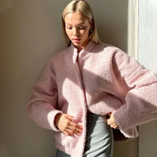 Oversize Pembe Peluş Ceket