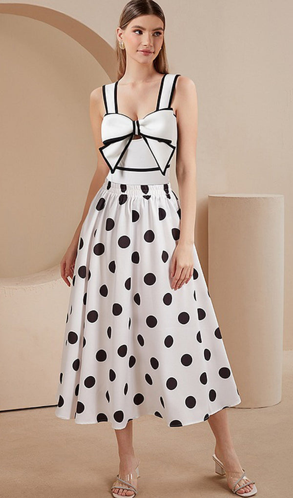 Tek Parça Puantiyeli Mayo-Pareo Takım