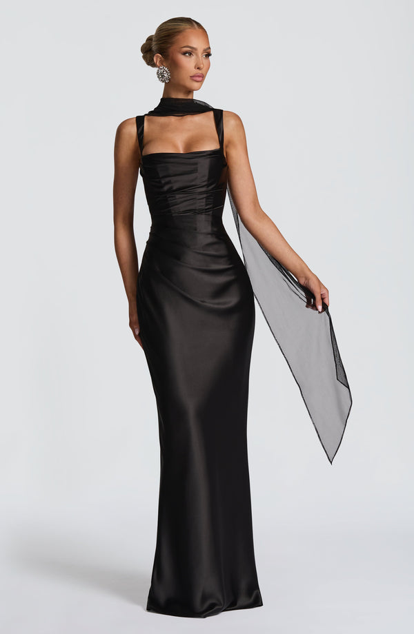Calanthe Maxi Elbise - Siyah